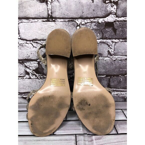 Silent D Raxiera Gold Braided Leather Block Heel Sandals Women’s Sz 38EU/7.5M US - Picture 15 of 16